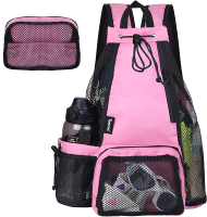 Timoxi Swim Bag Beach Backpack with Padded Shoulder Strap Mesh Backpack with Wet Pocket for Swimming