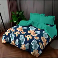 Bedcover Set Kintakun Sprei Rumbai 160 Clara Bunga Dluxe Microtex Navy