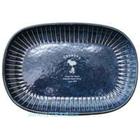 asdfkitty*日本製 SNOOPY史努比靛藍色 長方型陶瓷盤/點心盤/小菜盤-餐具擺盤-正版