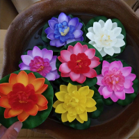 7pcs / set Tanaman Lotus Palsu 10cm Tumbuhan Lotus Buatan Hidup Realistik Lotus Terapung Warna Rawak