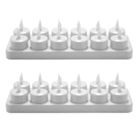 Rechargeable LED Electric Candles, Flameless Flickering Tea Lights, Decorations For Christmas,Set Of 24,White US Plug