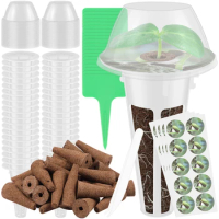 181Pcs Growth Sponges Seed Pod Kit Reusable Hydroponic Seed Pods Set Plastic Plant Seed Pods Kit Hydroponic Pods Supplies with