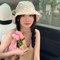 夏季立體刺繡碎花漁夫帽子女遮陽防曬帽百搭甜美可愛顯臉小盆帽潮
