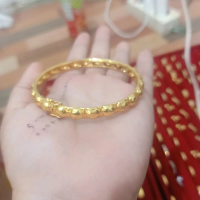Gelang boba kancing sepuh emas kristal
