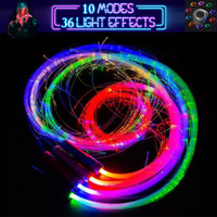 RGB Fiber Optic Whip Flow Pixel Flash Whip Light Up Rave Toy Live Dance Props 40 Color Effect Mode Light Shows EDM Dancing Party