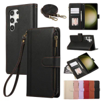 Crossbody Phone Case For Samsung Galaxy S23 S21 FE S24 S22 Plus Note 20 Ultra A35 A55 A25 A15 A24 A34 A54 with Card Holder Cover