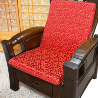 【凱蕾絲帝】加厚連體L型背坐墊4入木椅通用高支撐-100%台灣製造(如意紅)