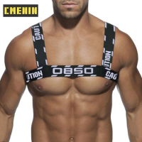 Elastic Band Harness Men Sexy Shoulder Straps Chest Bondage Muscle Halter Belt Club Party Costume Men Bodysuite Gay Clubwear