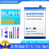 5800mAh GUKEEDIANZI Battery BLP911 For OPPO Realme V25 9i 9 Pro 9pro/Reno 8 Pro 8Pro Big Power Bateria