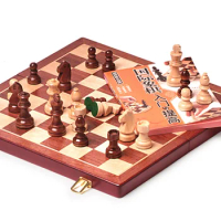 Wooden Chess Set Game of International Chess Wood Folding Chessboard Chess Pieces Chessman King Height 75mm Family Board Game