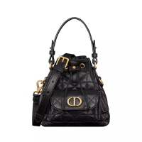 Christian Dior Caro Nano Bucket Bag Macrocannage Lambskin Black