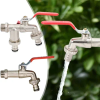 1/2'' IBC Water Tank Connector 2 1 Way Water Coupling Adapter Garden Hose Irrigation Tap Joint Replacement Valve Fitting Faucet