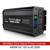 DC 12V to AC 220V Voltage 2000/4000W Modified Sine Wave Inverter Converter Transformer LCD Display Solar Power Inverter Charger