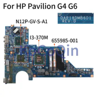 KoCoQin Laptop Motherboard For HP Pavilion G4 G6 G7 Core I3-370M Mainboard 655985-001 DAR18DMB6D0 DAR18DMB6D1 N12P-GV-S-A1 HM55