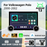 11.8" 2K QLED Screen Carplay Android Auto Android Car Multimedia 4G Radio for VW Volkswagen Polo 2000-2002 Stereo Autoradio GPS