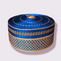 Songkok Recca Bugis Motif Biru Emas Batik Kopiah Dewasa Peci Pamiring Guru Bone Soppeng Wajo Makassa