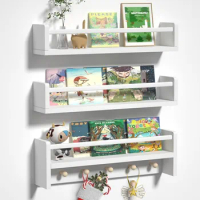 Wall Mounted Bookshelves for Kids, White Nursery Floating Book Shelves, 24 Inch Floating Shelves for Wall Decor Storage