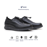 Volve Wave Leather Black Sepatu Formal Kerja Kulit Asli Pantofel Pria dengan Microtech Ecofriendly &
