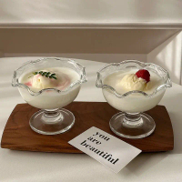 【Ahot】 Minimalist Instagram-style Glass Petal Dessert Cup, Ice Cream Cup, Glass Cup, Summer Ice Crea