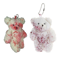 Mini Bloody Plush Bear Keychain Pendant Halloween Stuffed Animals Keyring Dropship