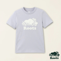 【Roots】Roots大童-星際遨遊系列 滿版星辰海狸LOGO有機棉短袖T恤(紫色)