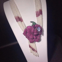 925銀珍珠項鏈配件 毛衣鏈流蘇吊墜多鋯石隔層配飾豪華鋯石玫瑰花