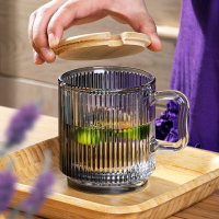 居家家日式透明玻璃杯家用玻璃咖啡杯簡約帶蓋子泡茶杯加厚果汁杯