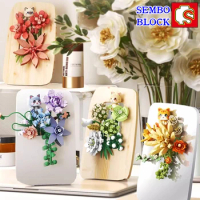 SEMBO Pampering Flower Card Building Blocks Preserved Flower Model Three-dimensional Floral Ornaments Toys Birthday Gifts