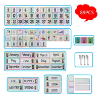 E5BA Calendar Pocket Chart for Kindergarten School Classroom with 89 Cards Monthly Calendar Pocket C