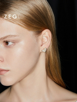 ZEGL高級感蝴蝶結耳環女氣質仿珍珠愛心耳釘925銀針不對稱耳飾品