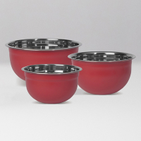 《NOW》深型打蛋盆3件(胭脂紅) | 不鏽鋼攪拌盆 料理盆 洗滌盆 備料盆