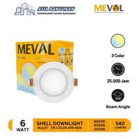 Meval LED Shell Downlight Tricolor - 3 Warna dalam 1 Lampu (6W/10W/15W) 6W
