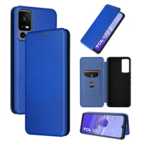Suit TCL 40R Carbon Fiber clamshell leather Skin PU case purse Suitable for TCL 40R 5G T771A Phone Cover