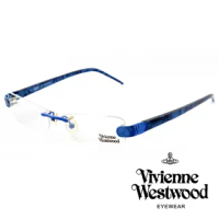 【Vivienne Westwood】英國薇薇安魏斯伍德★立體金屬標誌造型★光學眼鏡(波紋藍 VW110-04)