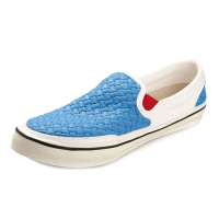 美國加州 PONIC&amp;Co. DEAN 防水輕量 透氣懶人鞋 雨鞋 藍白 防水鞋 編織平底 休閒鞋 樂福鞋 環保膠鞋