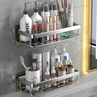 2-Layer Shelf No Punching Bath Basket No Drill Bathroom Shelf Toilet Shelf Storage Racks Wall Organizer Shower Shampoo Holder