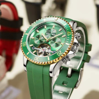 AILANG original authentic watch men's automatic mechanical watch fashion hollow waterproof luminous silicone strap men's watch