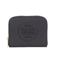【TORY BURCH】Ella 圓標LOGO拉鍊零錢包(黑色)