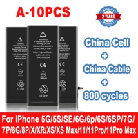 10pcs/Lot Battery For iPhone 6 S 7 8 Plus 5S 5 SE 2020 6Plus 7Plus X XS 11 12 13 Mini Pro Max Replacement Bateria For Apple 6S