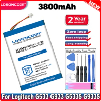LOSONCOER 3800mAh 533-000132 Battery For Logitech G533 G933 Batteries