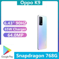 DHL Fast Delivery Oppo K9 5G Android Phone 65W Charger 6.43" 90HZ Screen AMOLED Snapdragon 768G 64.0MP Fingerprint OTA Face ID