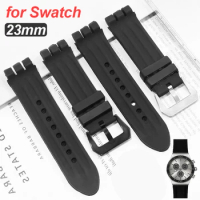 23mm Rubber Replacement Bracelet for SWATCH Yos Series Waterproof Soft Silicone Wristband for YOS440 413 424 Sport Watch Strap