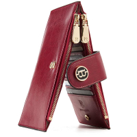 BOSTANTEN Long Wallet for Women Trendy Clutch with Zipper Pockets and Card Slots RFID Blocking Leath
