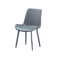【柏蒂家居】珍妮弗工業風皮革黑鐵腳餐椅/休閒椅(兩色可選-灰色/棕色)