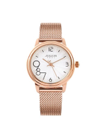 นาฬิกาข้อมือผู้หญิง JA-1441 C สีโรสโกลด์หน้าปัดขาว สายสแตนเลสถักคลิปล็อค