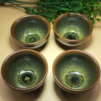 Jianzhan Chinese Vintage Tea Cup Jian Ware Handleless Tea Cups Oil Glaze Tenmoku Pottery Health Benefits more Right