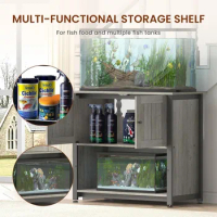 40-50 Gallon Fish Tank Stand with Cabinet, Metal Aquarium Stand for Accessories Storage, Reptile Tank Turtle Terrariums