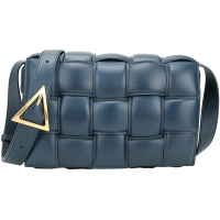 BOTTEGA VENETA 寶緹嘉  Padded Cassette 格紋編織小羊皮斜背枕頭包(復古藍)