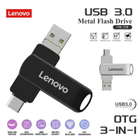 Lenovo USB Flash Drive OTG ไดรฟ์ปากกา USB 3.0ความเร็วสูงสำหรับศัพท์/คอมพิวเตอร์/ทีวีโลหะกันน้ำ3 IN 1 Flash Drive 128GB 1TB 2TB