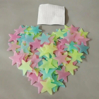 Pelekat Hiasan, 100Pcs, Pendarfluor, Bintang 3D DIY, Untuk Dinding, Tingkap dan Bilik